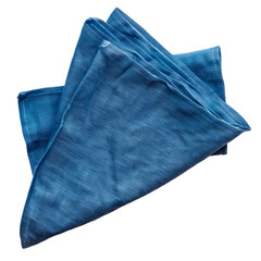 Blue linen napkin. Isolated on transparent background.