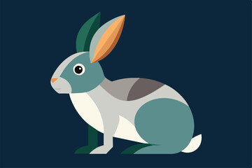 Obraz premium A calm rabbit sits quietly, showcasing its sleek form against a contrasting background, embodying minimalist design and tranquility
