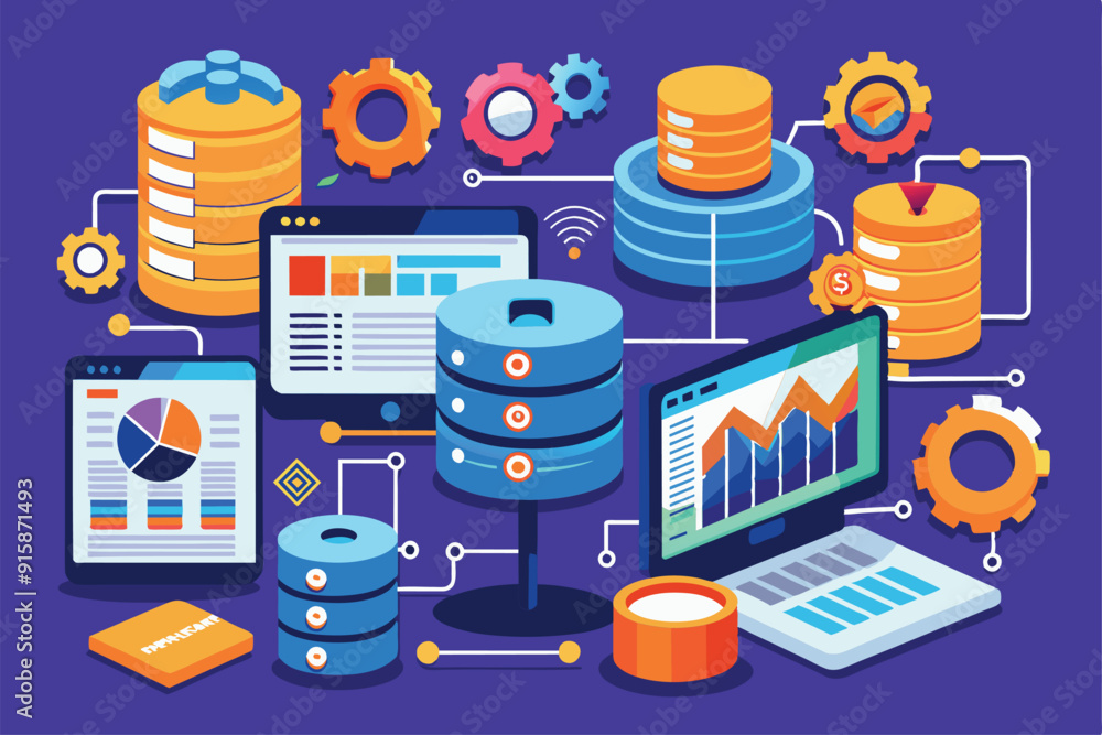 Aufkleber a visual representation illustrates database management and analysis techniques, showcasing tools an