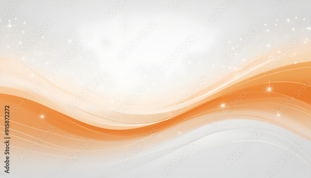 Poster abstract orange wave design with sparkles creating a serene backdrop