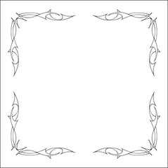 Elegant black and white elegant ornamental frame, decorative border, corners for greeting cards, banners, business cards, invitations, menus. Isolated vector illustration.	