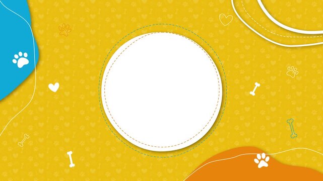 pet and animal 4k loop motion background, paw and bone pattern, copy space pet shop and veterinary design element
