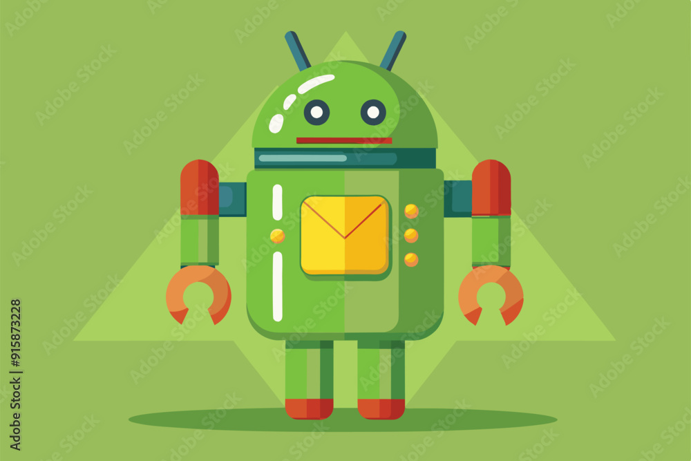 Poster this colorful android character showcases customizable features in a whimsical design against a brig