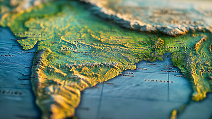 A cartographic representation of India and the surrounding region.