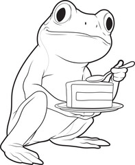 Frog Birthday Cake Animal Vector Graphic Art Illustration