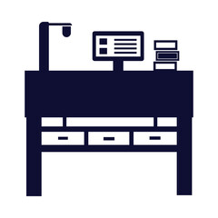 table, computer, computer table, lamp, pc, table lamp, desk table desktop workplace icon