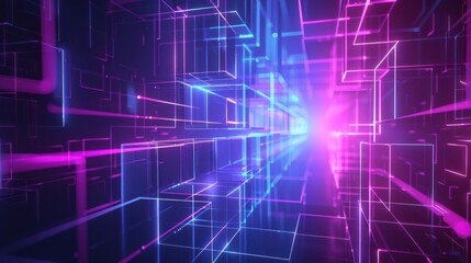 Abstract Neon Digital Tunnel