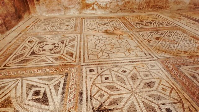 House of the Lararium of Achilles (Casa del Larario di Achille), Pompeii, Naples, Campania, Italy, an ancient Roman city buried by Vesuvius in 79 AD