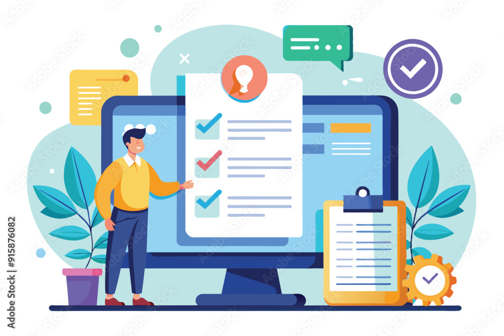Poster a professional reviews employment contracts online, ensuring approvals while engaging with digital e