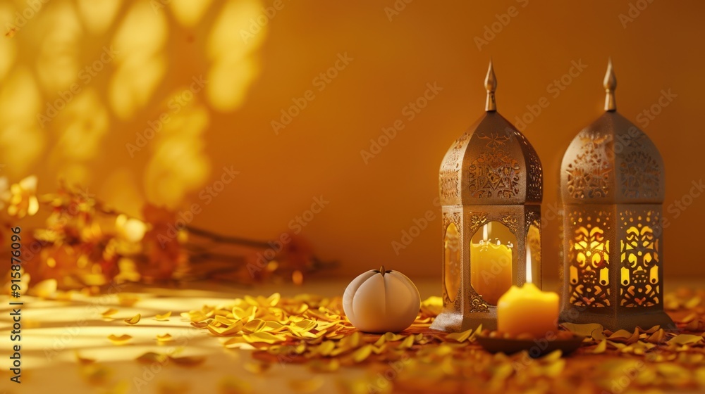 Poster a pair of candles lit up on a table