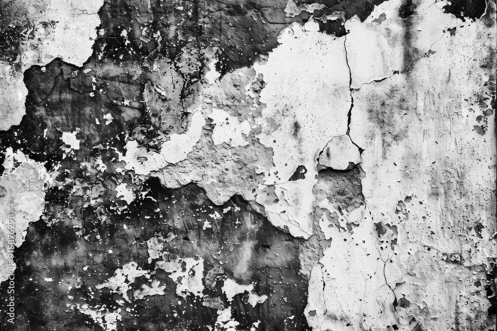 Poster a close-up shot of a worn-out wall with peeling paint, perfect for background or texture use