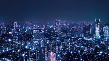 Cityscape with Network Connections