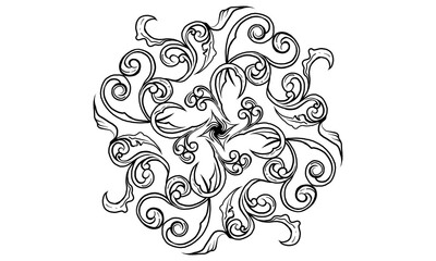 Fototapeta premium Black and white classic illustration ancient line art unique ornament