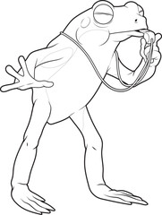 Frog Referee Whistle Animal Vector Graphic Art Illustration