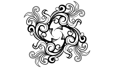 Fototapeta premium Black and white classic illustration ancient line art unique ornament
