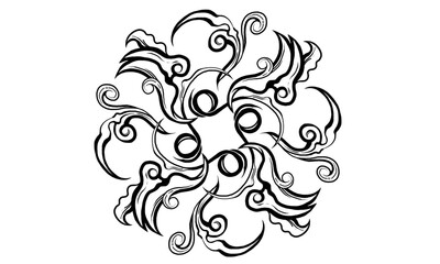 Black and white classic illustration ancient line art unique ornament
