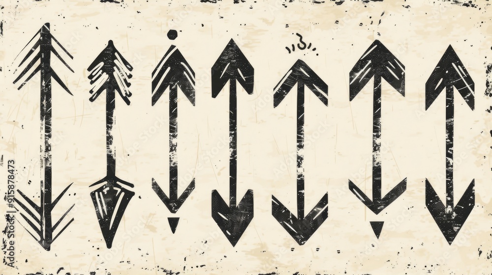 Poster simple illustration of arrows on a white background, great for use as icons or design elements