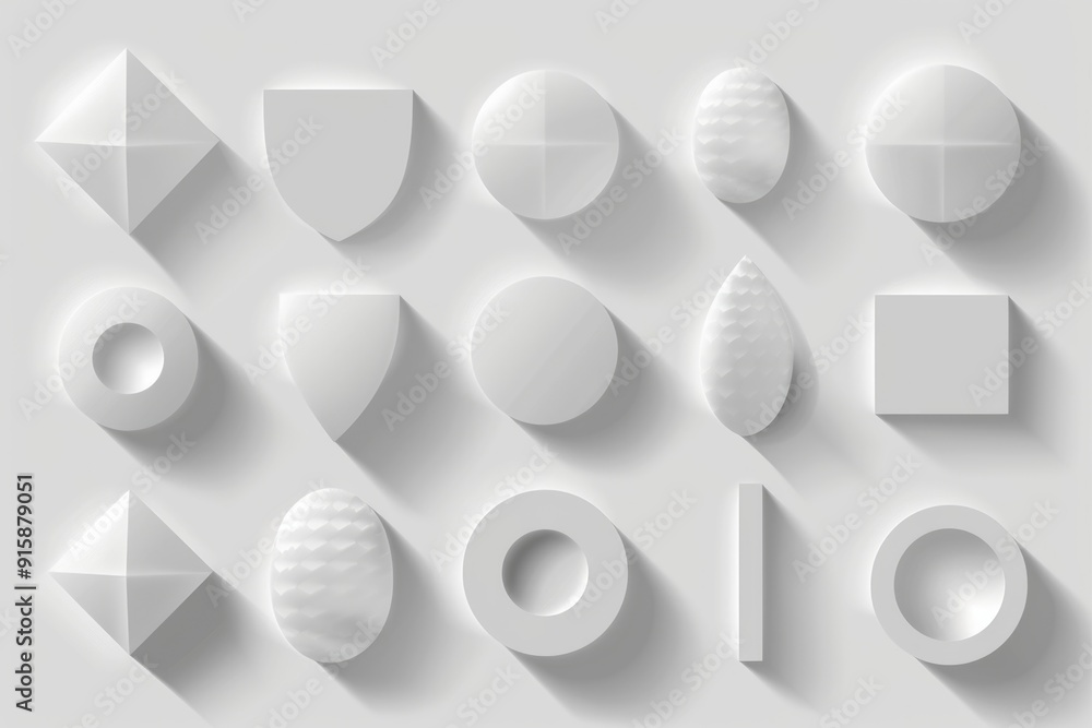 Aufkleber a variety of shapes on a clean white background