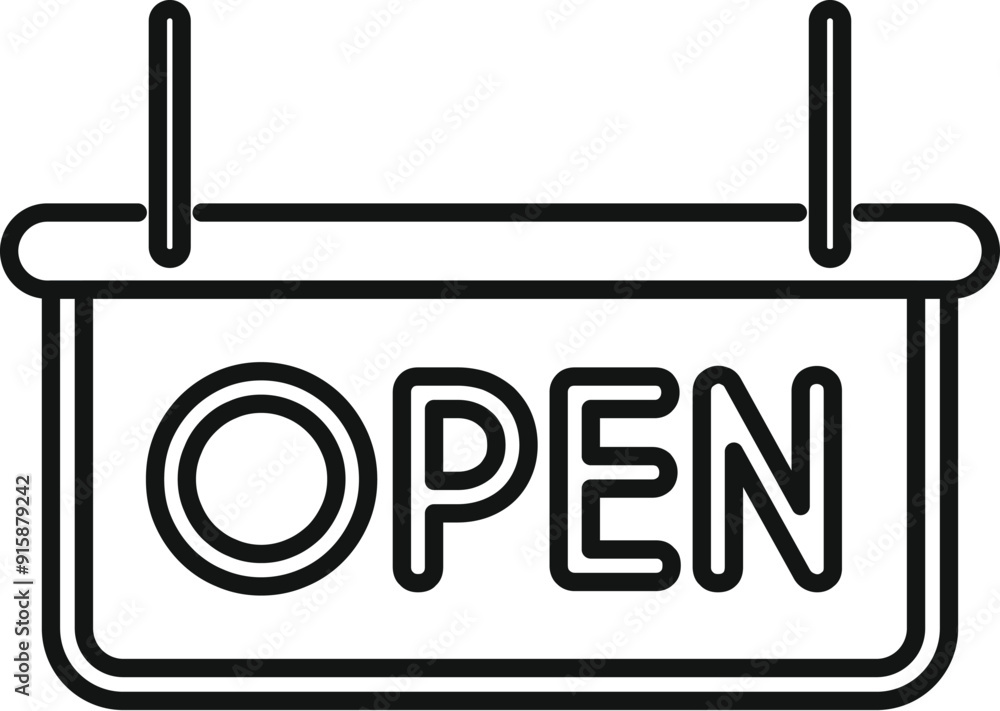 Aufkleber simple hanging open sign is announcing that a store or shop is open for business