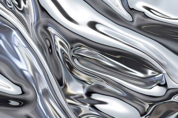 A shiny silver fabric with a wavy texture, generative ai.