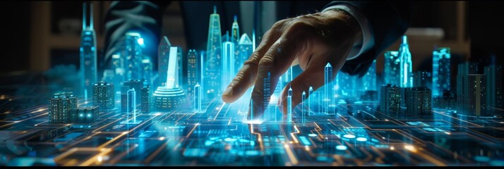 Holographic city model guided by business leader