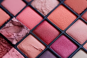 Fototapeta premium A vibrant assortment of eyeshadow colors arranged neatly in a makeup palette
