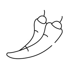 chili and jalapeno peppers line icon vector. chili and jalapeno peppers sign. isolated contour symbol black illustration