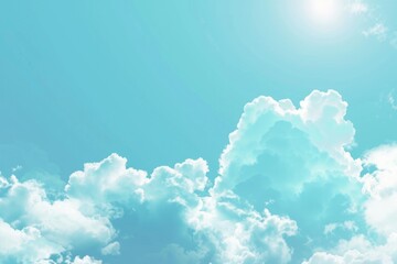 A single-engine plane soars through a bright blue sky with fluffy white clouds