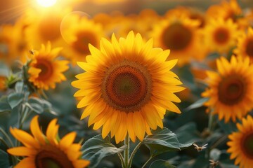 Fototapeta premium Sunflower that is in a field of sunflowers