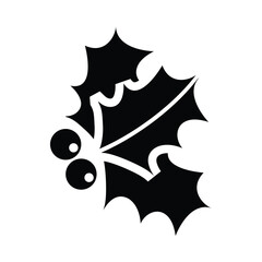 holly berry ilex mistletoe shrub sprig twig xmas christmas decoration ornament icon