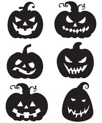 Halloween pumpkin silhouette collection. Vector illustration isolated on a white background