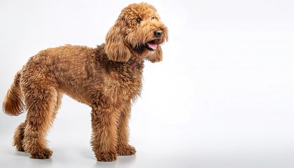 goldendoodle dog - Canis lupus familiaris - popular family dog, great with children isolated on white background cross between golden retriever and standard poodle