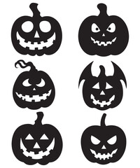 Halloween pumpkin silhouette collection. Vector illustration isolated on a white background