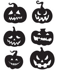 Halloween pumpkin silhouette collection. Vector illustration isolated on a white background