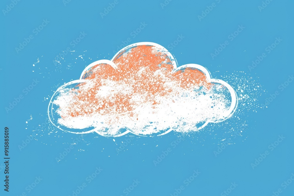 Poster a simple drawing of a cloud on a blue background