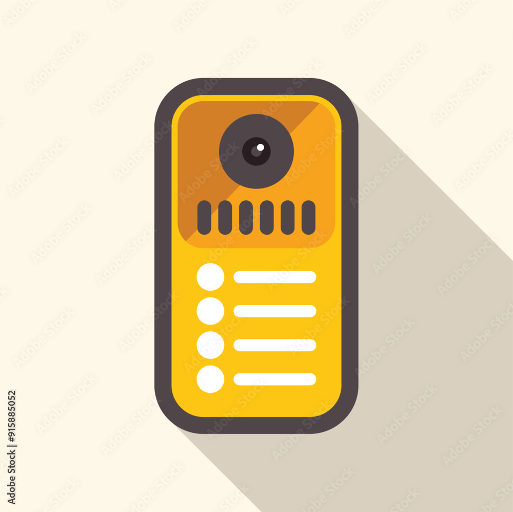 Poster yellow intercom system is allowing communication and enhancing security in an apartment building