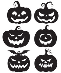 Obraz premium Halloween pumpkin silhouette collection. Vector illustration isolated on a white background