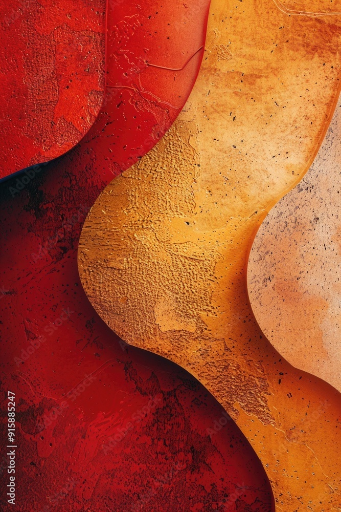Poster a detailed view of a textured wall with warm colors, suitable for interior design or architecture pr