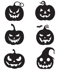 Halloween pumpkin silhouette collection. Vector illustration isolated on a white background