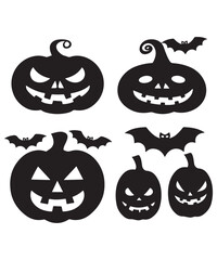Obraz premium Halloween pumpkin silhouette collection. Vector illustration isolated on a white background