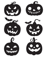 Obraz premium Halloween pumpkin silhouette collection. Vector illustration isolated on a white background