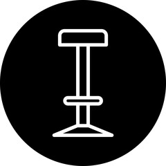 Bar Stool Vector Line White Circle Black
