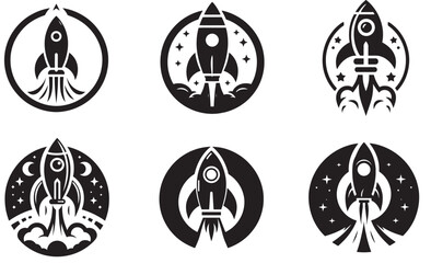 Rocket icon Silhouette Vector Art Bundle set: Collection of rocket icon Outlines & Icons Illustrations on White Background | EPS 10