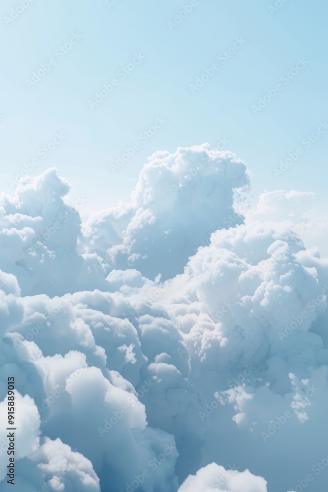 Poster a commercial airliner soars through a thick layer of clouds, offering a glimpse into the serene atmo