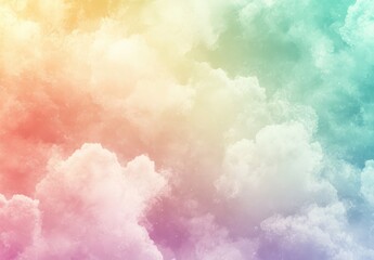 Fototapeta premium soft, pastel rainbow gradient background with delicate clouds for an ethereal and dreamy feel