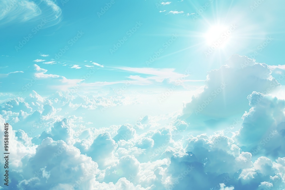 Poster a picture of a cloudy sky with a bright spot where the sun is shining through, suitable for use in i