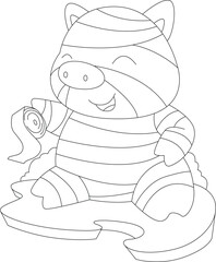 Pig Halloween Mummy Animal Vector Graphic Art Illustration