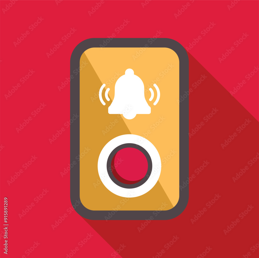 Sticker Minimalist illustration featuring a smartphone displaying a notification alert, characterized by a ringing bell icon and a red button