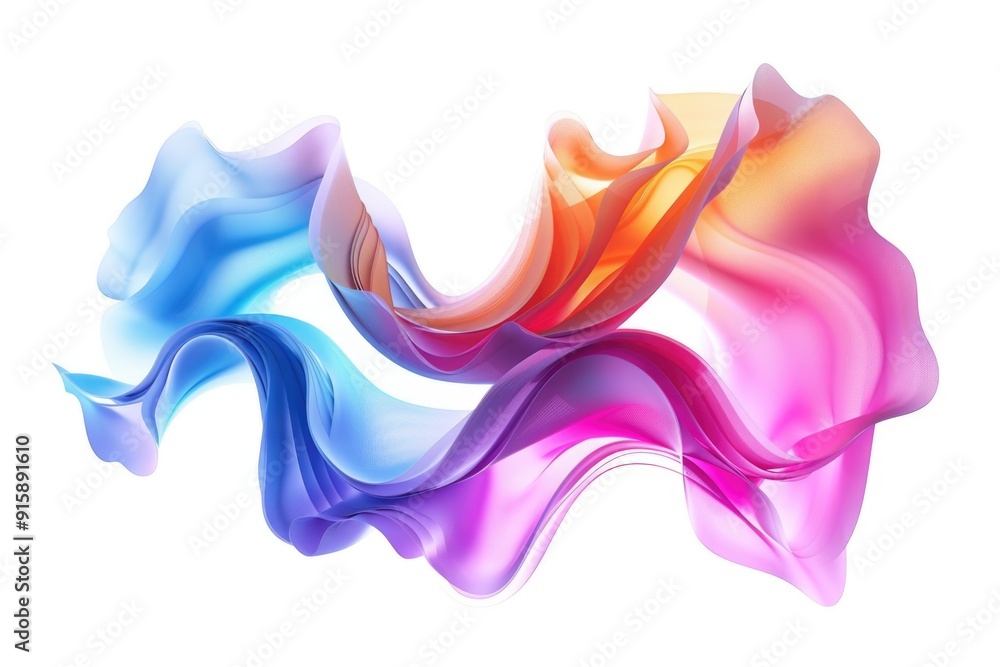 Poster A vibrant and bright wavy pattern on a clean white surface, ideal for use in designs where a pop of color is needed