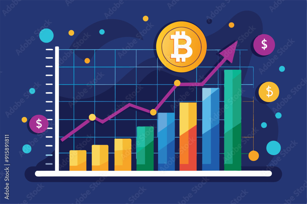Poster analysts observe market trends of bitcoin and the dollar through detailed data visualizations showca